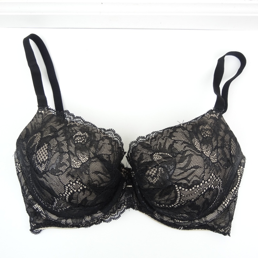 Victorias Secret Bra Lined Demi Black Lace 32DDD
